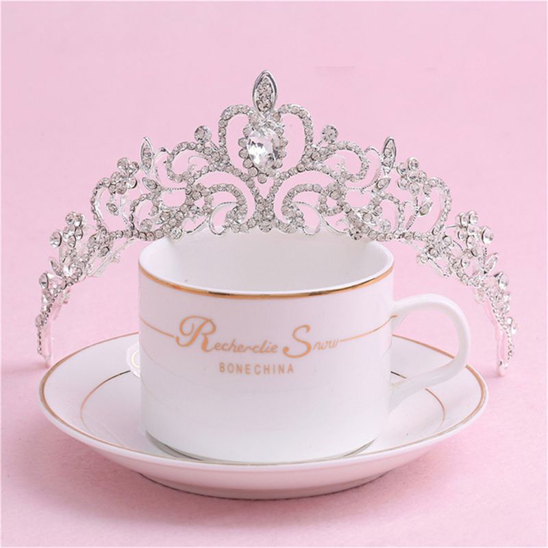 Bộ Vòng cổ + bông tai + băng đô cài tóc hình vương miện đính pha lê thời trang cho nữ