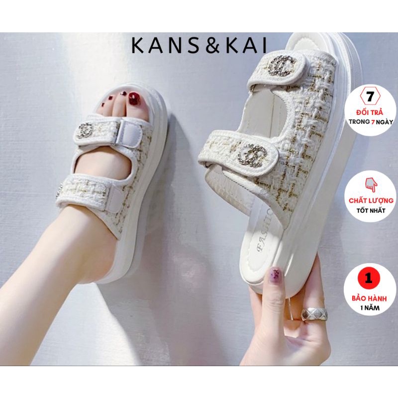 Sandal quai KANS & KAI, sandal nữ 2 quai ngang đế cao 5cm thời trang A521