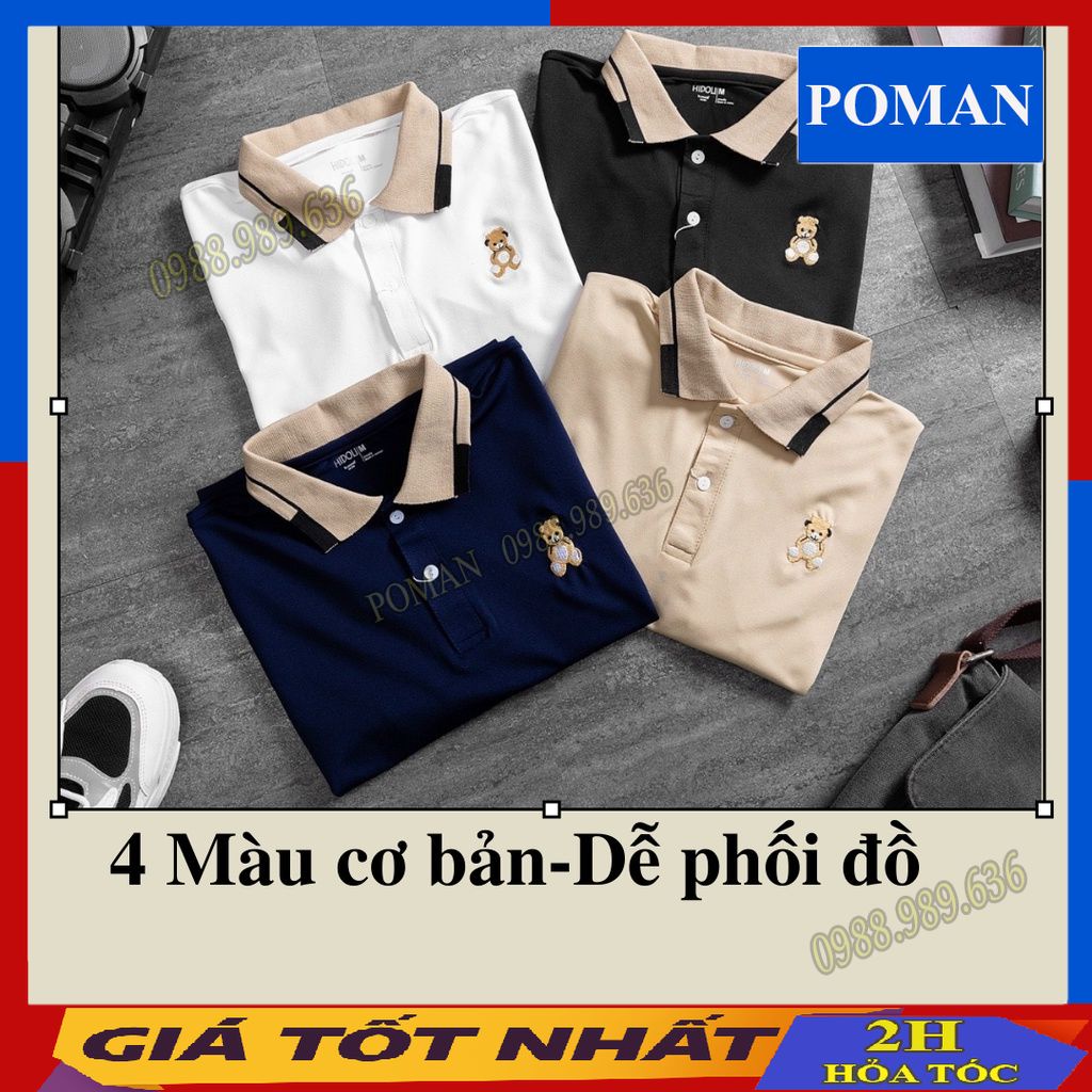Áo polo nam ngắn tay chất cá sấu cotton, Áo thun nam có cổ polo nam co dãn 4 chiều AT04 - POMAN