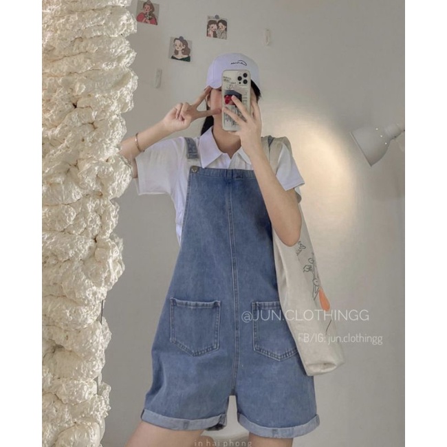 [SIZE S/M/L] YẾM BÒ NỮ NGẮN SUÔNG ❤ FREESHIP ❤ Yếm quần bò jeans nữ ngắn suông ulzzang | BigBuy360 - bigbuy360.vn