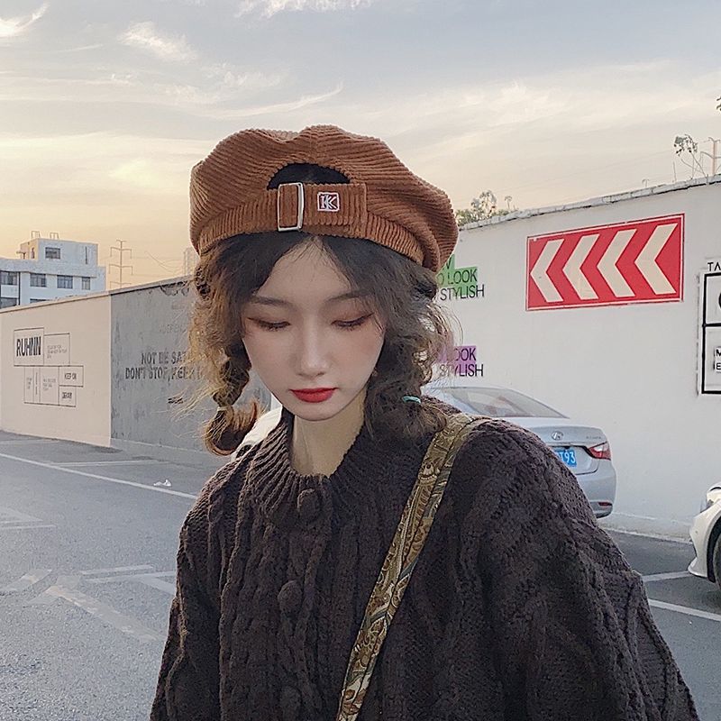 Mũ Beret Vải Nhung Phong Cách Retro Anh Quốc Cho Nữ