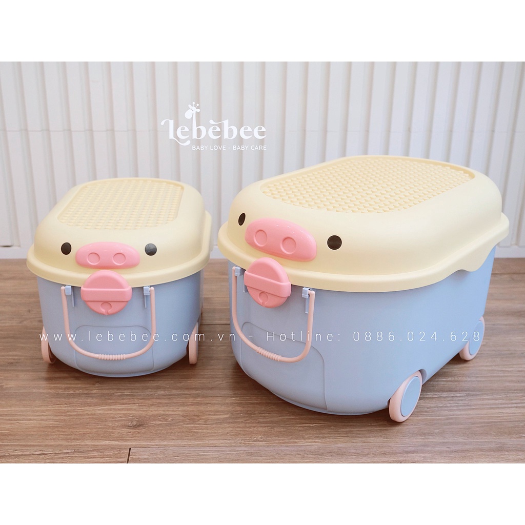 Hộp đựng đồ chơi Holla hình heo nhỏ có bánh xe
