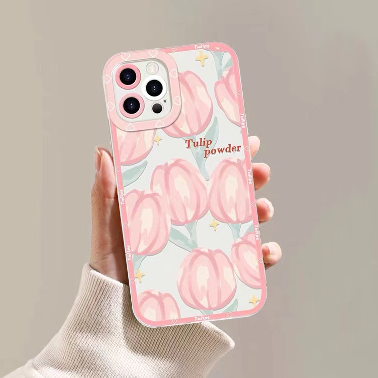 Ốp Điện Thoại Silicon Tpu Mềm Trong Suốt Hình Hoa Tulip Cho iPhone 6 6s 7 8 plus XR X XS max 11 12 13 pro max SE 2020 13Mini