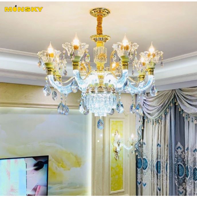 Đèn chùm MONSKY PHISO 8 tay hiện đại trang trí nội thất sang trọng - kèm bóng LED chuyên dụng.