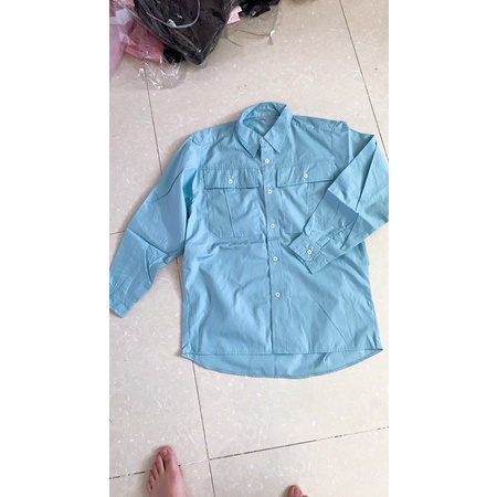 Áo sơ mi kaki túi hộp nữ