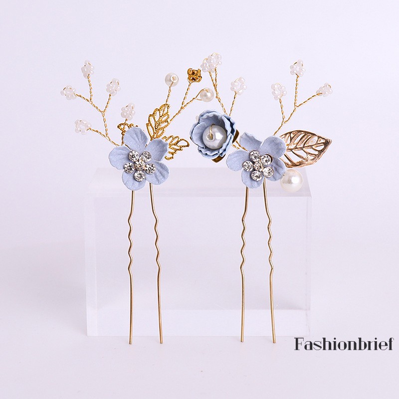 Trâm cài tóc đính hoa xanh dương xinh xắn