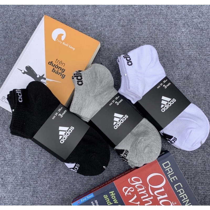 Tất vớ nam nữ thể thao Adidas cổ ngắn hàng xuất Nhật( phù hợp chơi thể thao, tập gym, đá bóng)