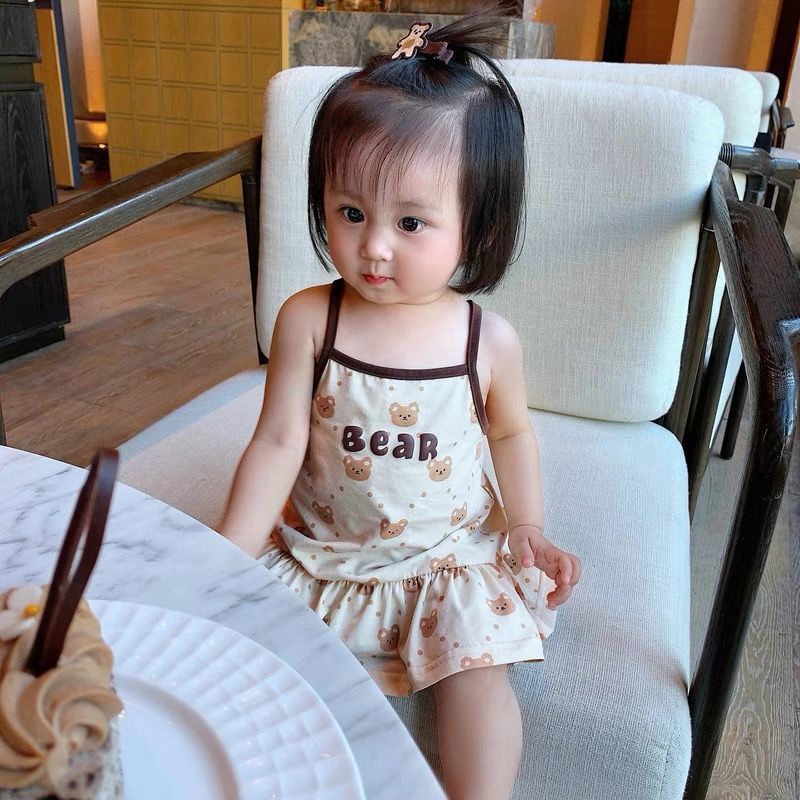 Đầm Hai Dây 50% Cotton Trơn Dễ Thương Phong Cách Hàn Quốc Cho Bé Gái Hàn Quốc 5