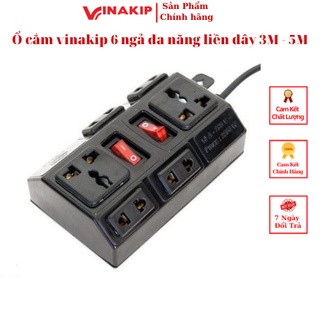 Ổ cắm vinakip 6 ngả đa năng liền dây