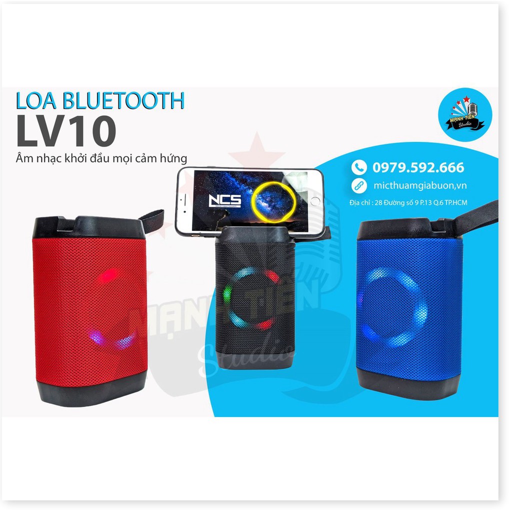 Loa bluetooth LV10 - có đèn nháy, giá đỡ điện thoại - Bass siêu trầm, cực thời thượng