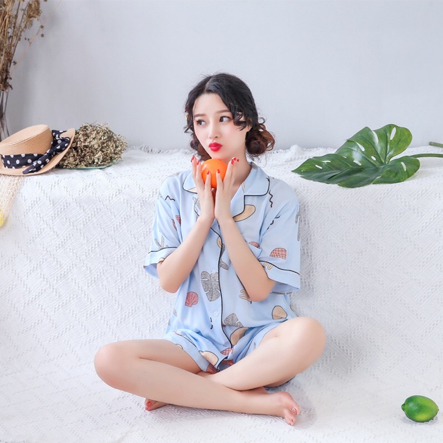 Bộ Pijama Tay Ngắn Quần Ngắn - Chất Kate Thái Siêu Đẹp | BigBuy360 - bigbuy360.vn