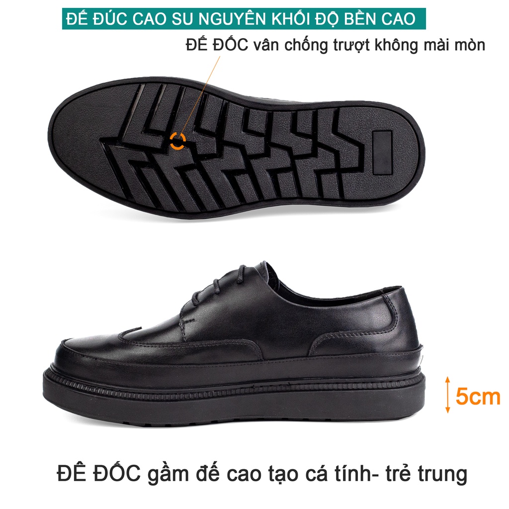 Giày nam đế cao da bò nappa cao cấp G124 Bụi leather- Trẻ trung năng động- Bảo hành 12 tháng