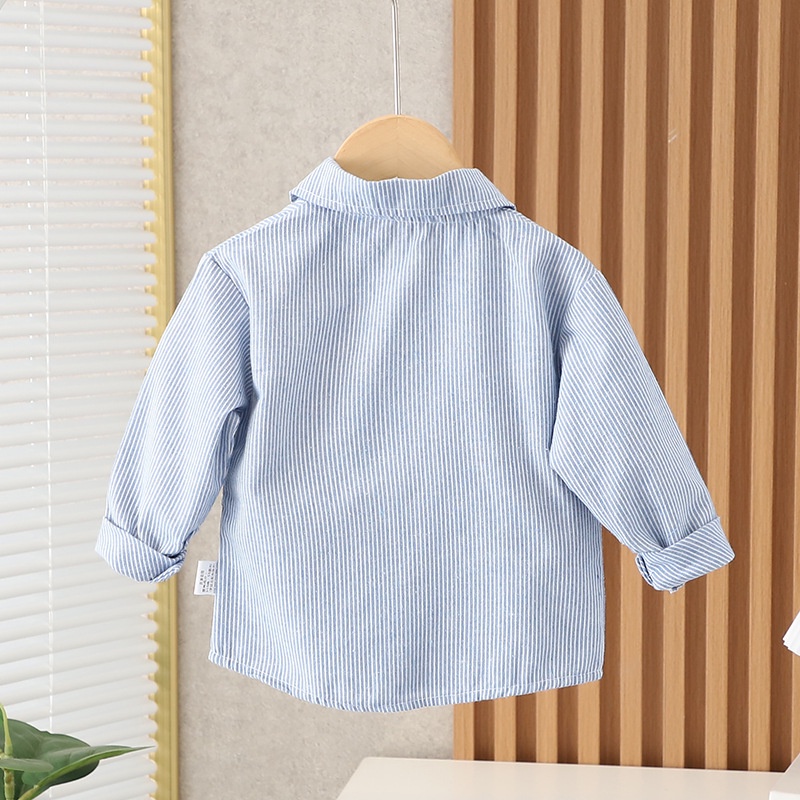 Áo Sơ Mi Tay Dài Kẻ Sọc Thời Trang Hàn Quốc Cho Bé Trai 1-6 Tuổi