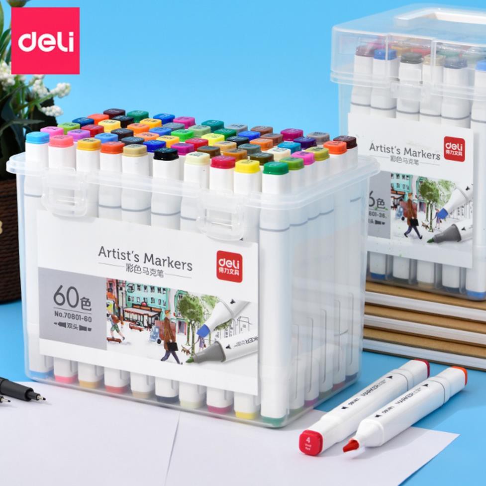 Bút màu marker hai đầu cao cấp Deli - 70801