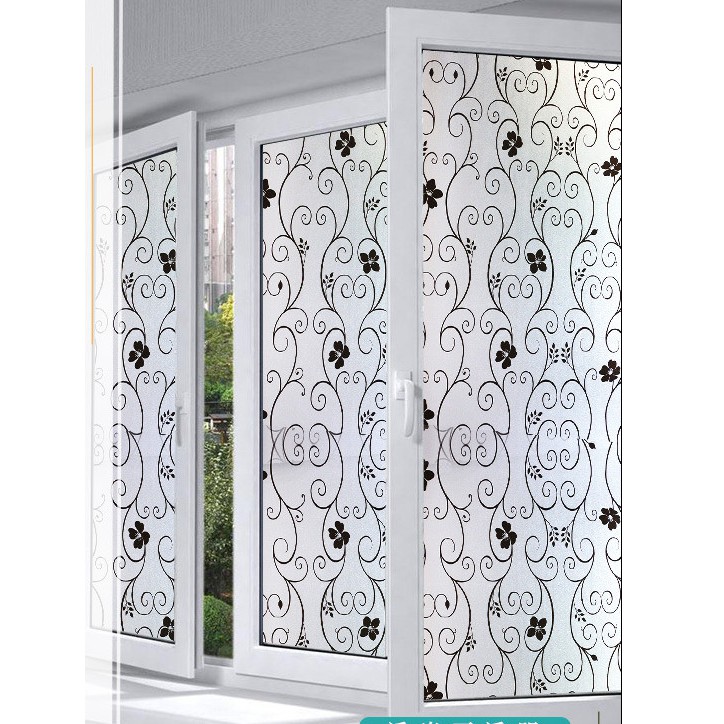 Dán kính tĩnh điện hoa dây đen khổ 45cm chất liệu dày đẹp dán không cần keo