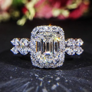 Temperament Square Diamond Ring Marriage Proposal Shaped Diamond Female Ring