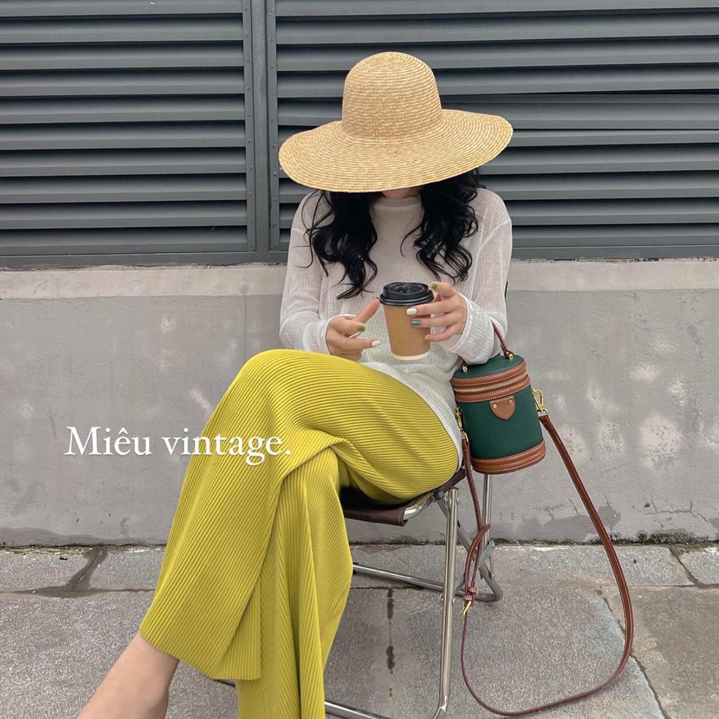Quần ống rộng Ladya vải tăm to mặc ở nhà đi chơi Freesize