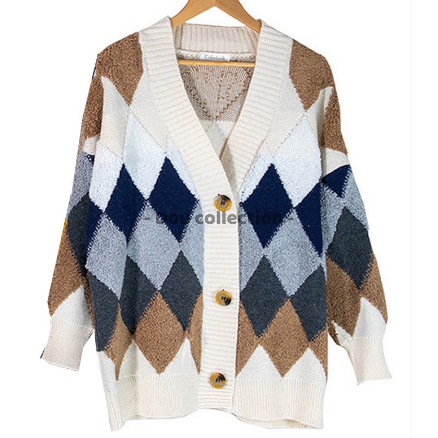 [Nowship2h] Áo Khoác Cardigan Form Rộng Họa Tiết  Đốm, Áo Khoác Len Thời Trang Thu Đông - Mã TA016