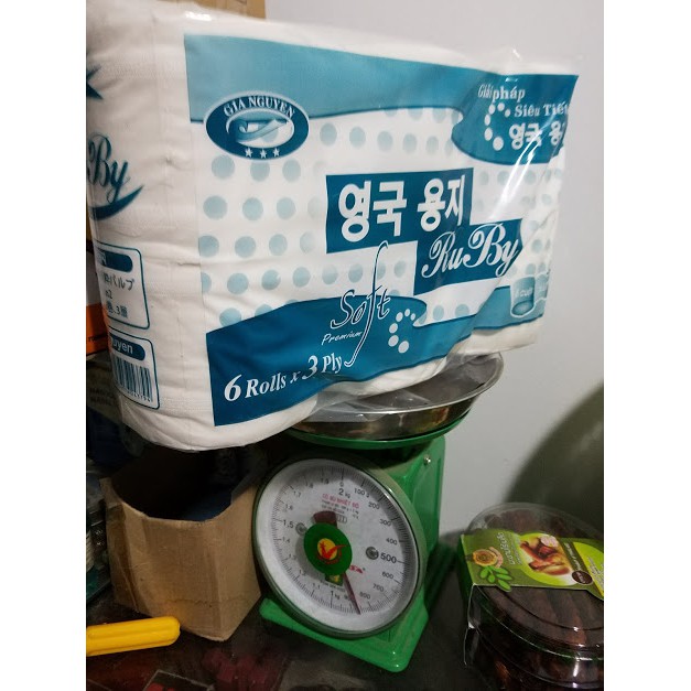 1 lốc 6 cuộn giấy 3 lớp ruby công nghệ hàn quốc mềm mịn giá tốt nhất