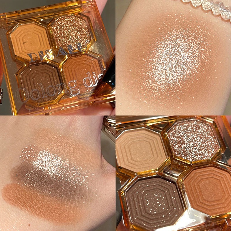 Bảng Phấn Mắt 4 Màu Lì / Nhũ Ngọc Trai Rực Rỡ Lâu Trôi Không Phai