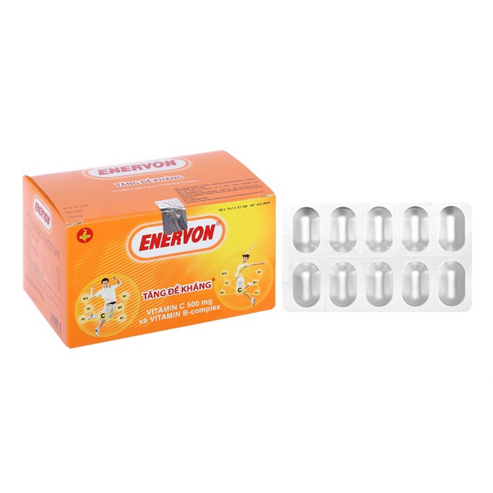 ENERVON C - VITAMIN C VÀ VITAMIN B-COMPLEX - TĂNG SỨC ĐỀ KHÁNG HỘP 100 VIÊN  và sủi bột Tuýt 10 viên