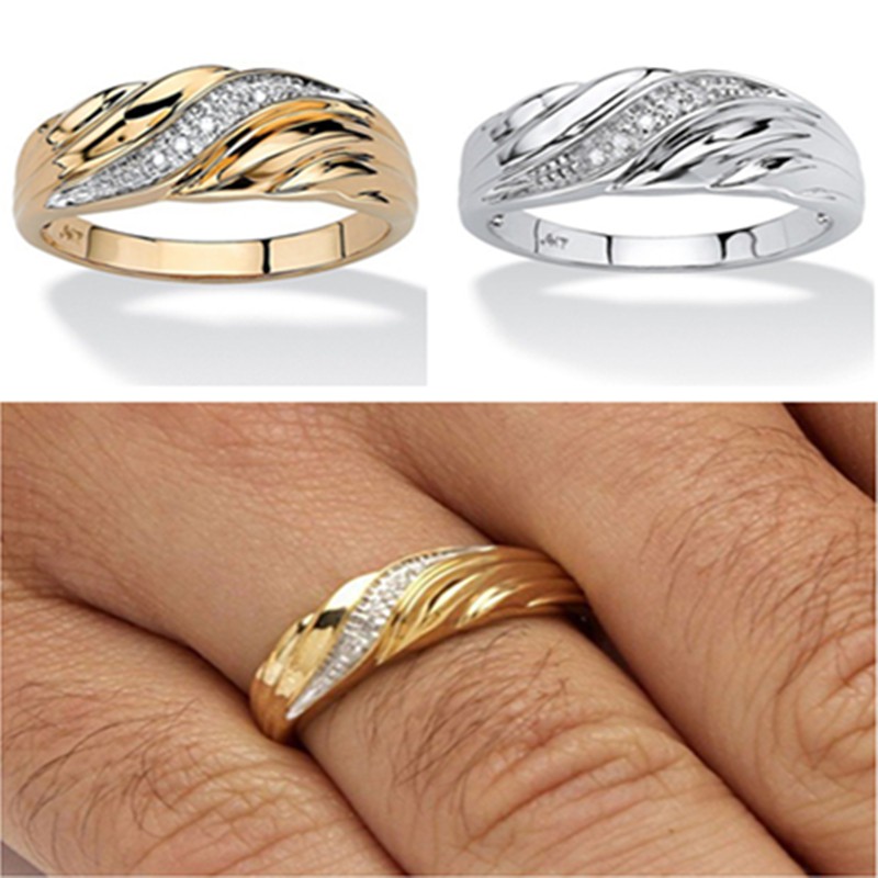 Nhẫn đính hôn kim cương mạ vàng 18k thời trang dành cho nữ Kích thước 5-12