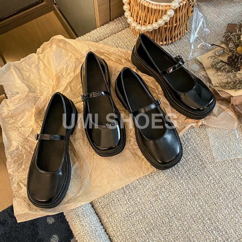 [SẴN] Giày Mary Jane Nữ Ulzzang Đế Bằng Cao 5cm búp bê Lolita cute quai cài OXFORD da bóng/lì mới xinh đẹp mũi tròn hot