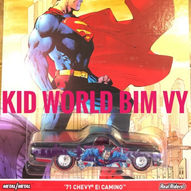 Xe mô hình Hot Wheels Pop Culture Series DC Comics Superman '71 Chevy El Camino DJG90, bánh cao su.