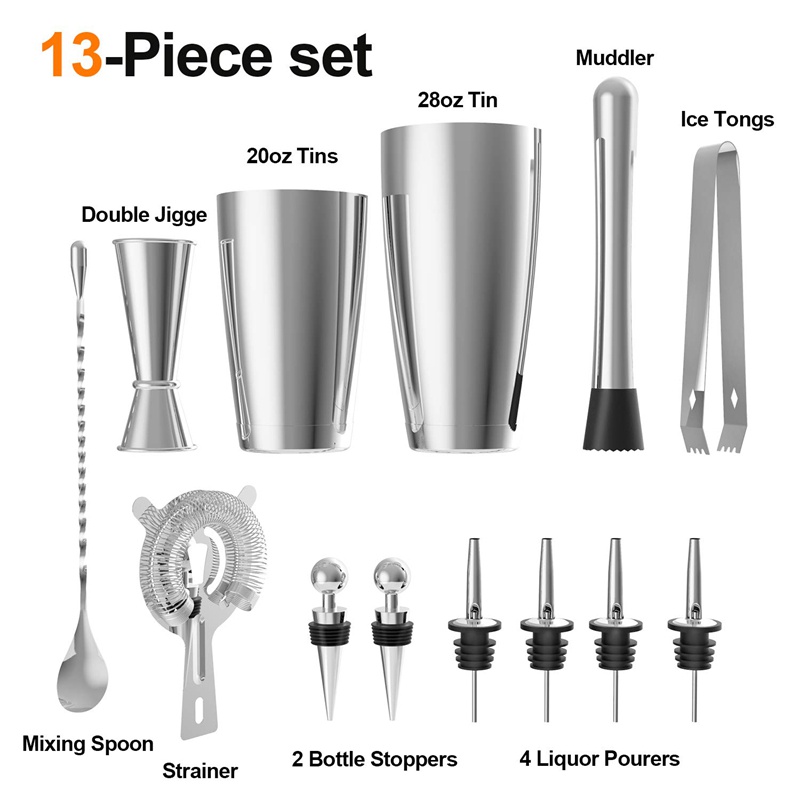 Bộ Dụng Cụ Pha Chế Cocktail Boston 28Oz / 20Oz Bằng Thép Không Gỉ Chuyên Dụng