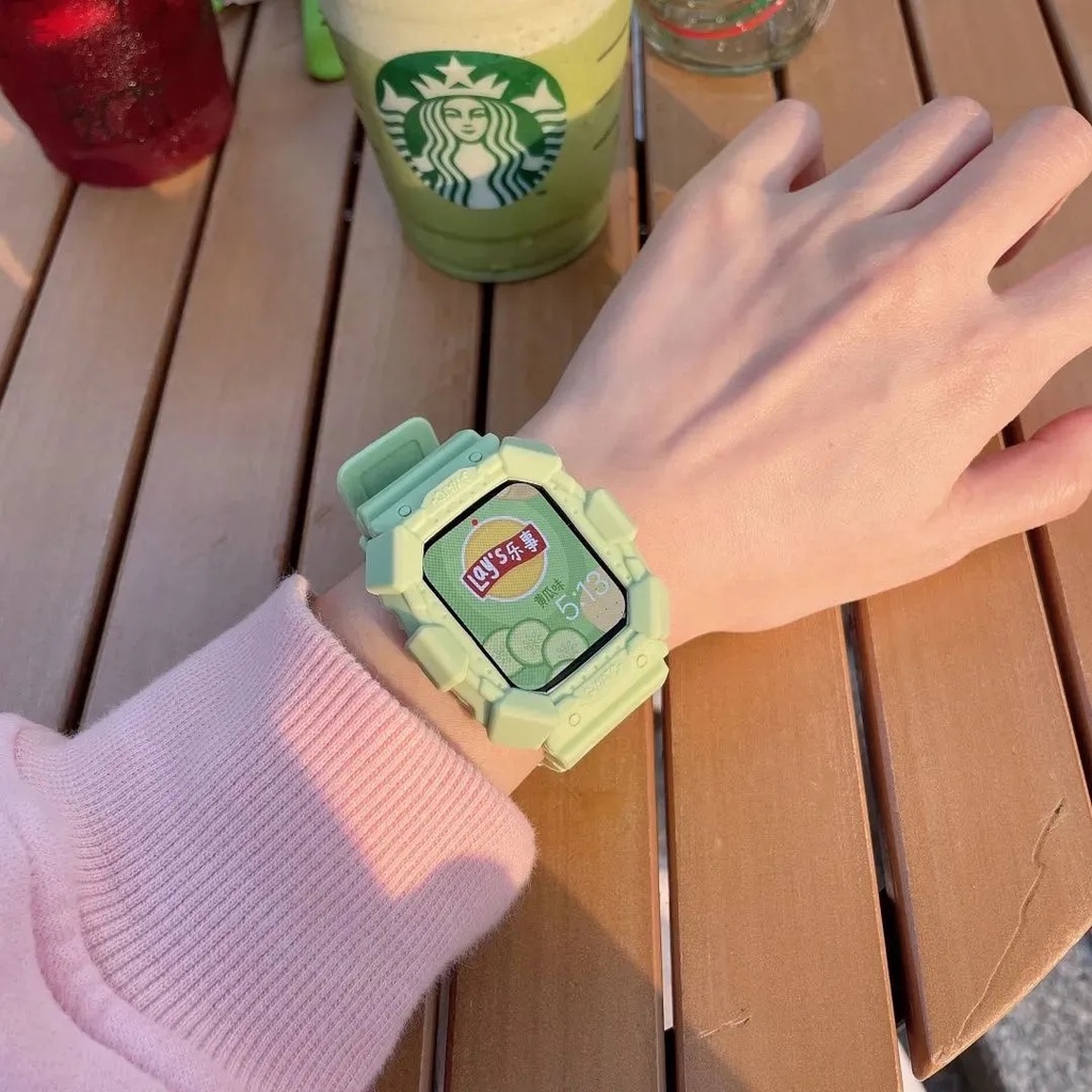 Dây đeo đồng hồ bằng TPU silicon thiết kế 2 trong 1 cho Apple 44mm 40mm 42mm 38mm iWatch Series 6/5/4/3/2/1 SE