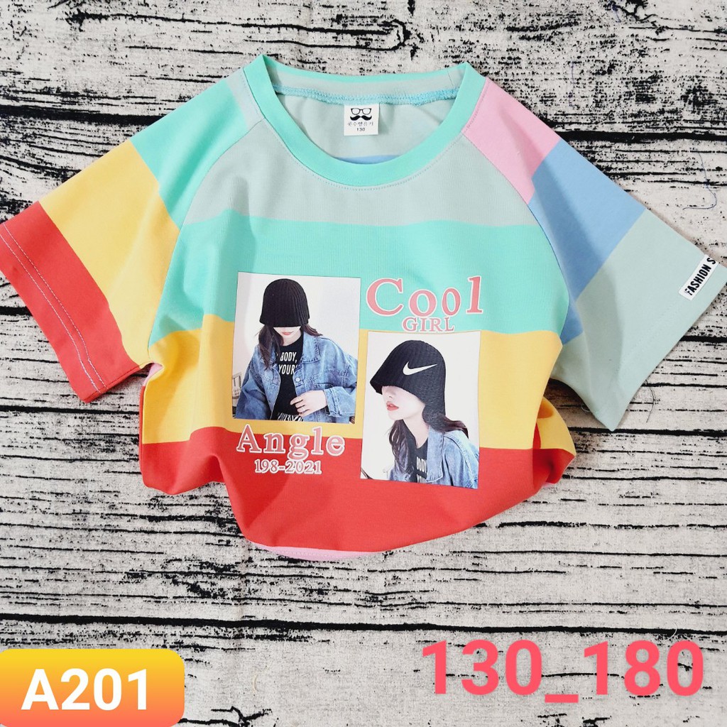 Áo croptop COOL bé gái điệu đà thun cotton xinh mát hàng nhập y hình 4 màu