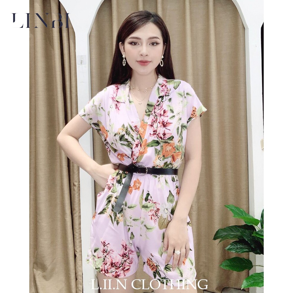 Jumpsuit nữ dáng ngắn LIIN CLOTHING chất lụa cao cấp thoáng mát, họa tiết hoa lá cực xinh, sành điệu JS0034