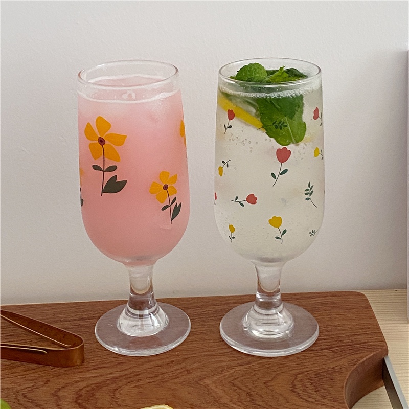 Ly thuỷ tinh phong cách Pháp retro hoạ tiết hoa lá -HyHy Home Decor