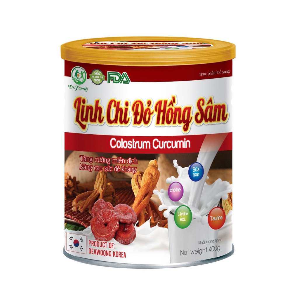 Sữa Bột Linh Chi Đỏ Hồng Sâm Colostrum Curcumin tăng sức khỏe - 400g
