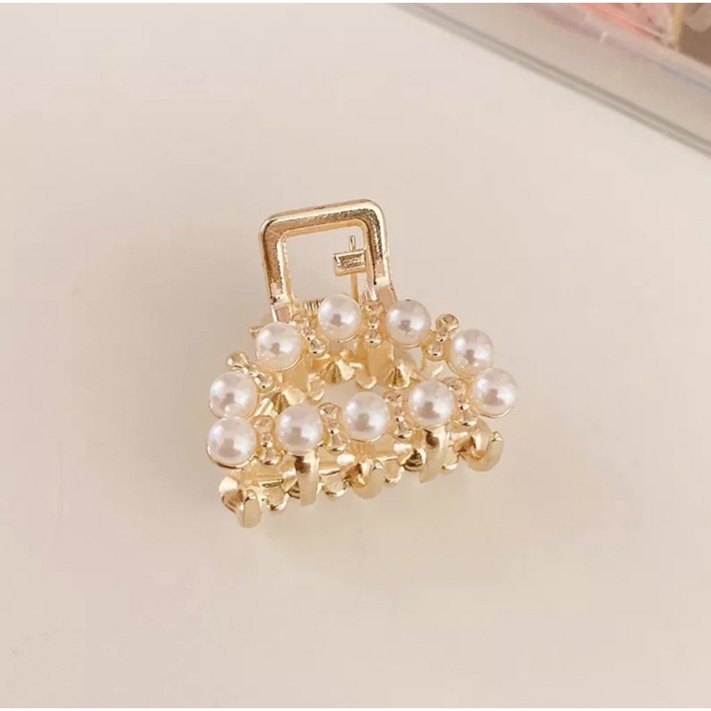 Kẹp tóc càng cua size siêu mini cặp mái đính hạt sang trọng phong cách Hàn Quốc, phụ kiện tóc KT040 - Filibra