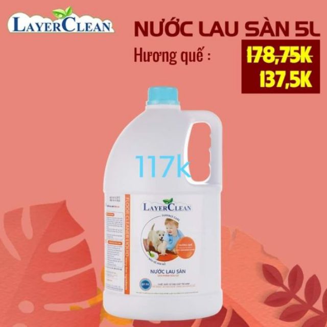 Nước lau sàn hữu cơ Layer Clean hương Quế 5L