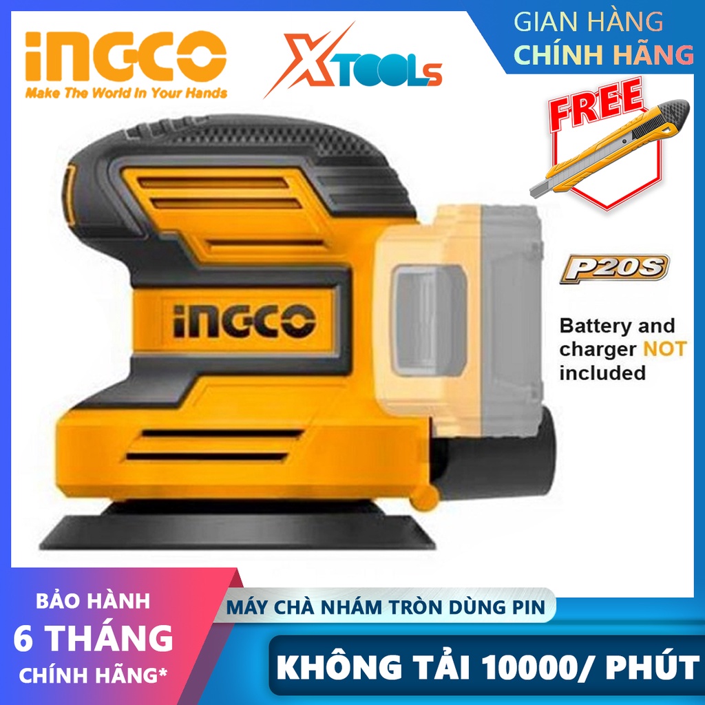 Máy chà nhám tròn dùng pin INGCO CROSLI2001 | Máy đánh bóng dùng pin, tốc độ không tải: 10000/min, Đường kính đĩa 125mm