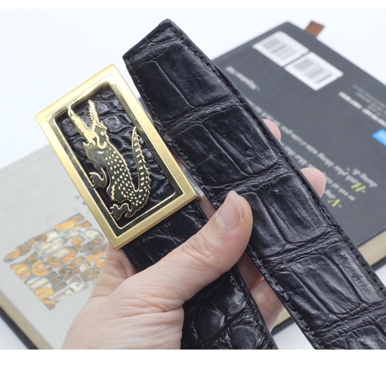 Dây Nịt Da Cá Sấu, Dây Thắt Lưng Nam Da Cá Sấu Thật Vân Bụng Sang Trọng Bản 3.4cm , Sản Phẩm Kèm Mặt Khóa BH 12 Tháng
