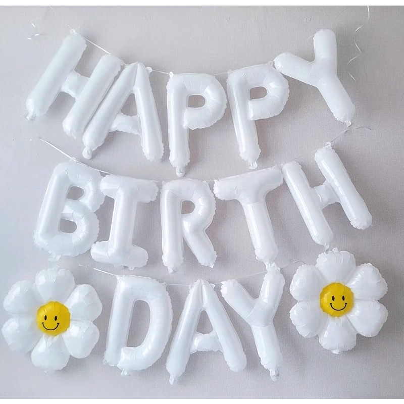 Set Bong Bóng Lá Nhôm 16 Inch Hình Chữ Happy Birthday 3D Dùng Trang Trí Tiệc Sinh Nhật Cho Bé