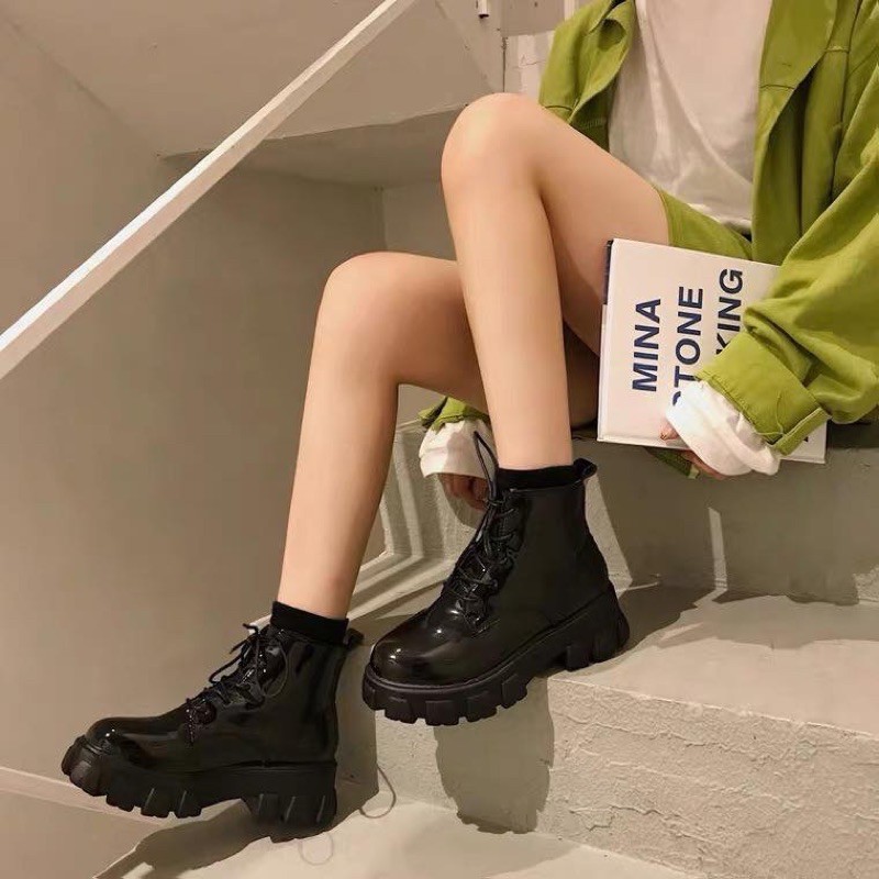 [ORDER] Giày boots nữ cao cổ buộc dây màu đen cá tính đơn giản đế đinh đẹp mới xinh thời trang năng động🍓🍓 | BigBuy360 - bigbuy360.vn