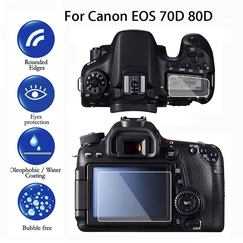 Set 2 Miếng Dán Bảo Vệ Màn Hình LCD Cho Máy Ảnh Canon EOS 70D 80D