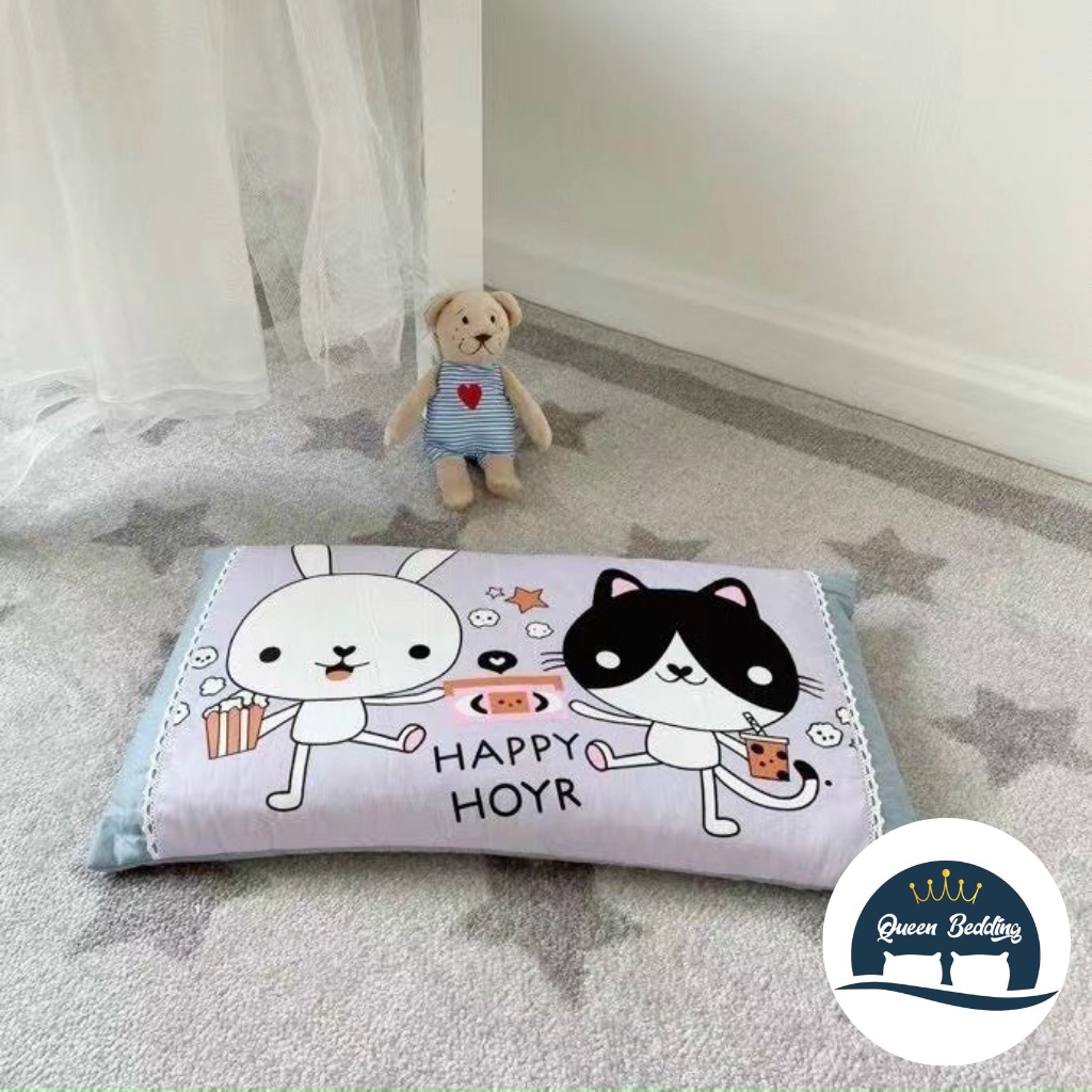 Gối Trẻ Em Cotton Cho Bé 1 - 6 Tuổi Mềm Mại Thấm Hút Mồ Hôi Ruột Bông Kháng Khuẩn Đàn Hồi Tốt 30x50