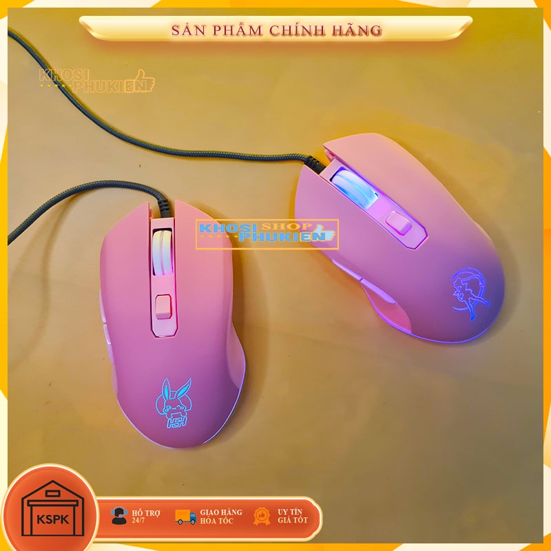 Chuột màu hồng hình Pikachu  cho laptop - máy tính làm việc, học tập , chơi game siêu dễ thương