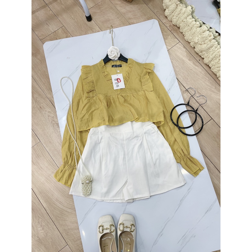 SET ÁO BÈO TẦNG MIX SOOC TRẮNG