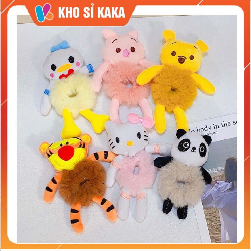 Dây cột tóc dây buộc tóc thú bông lông độc đáo- Kitty- thỏ- gấu