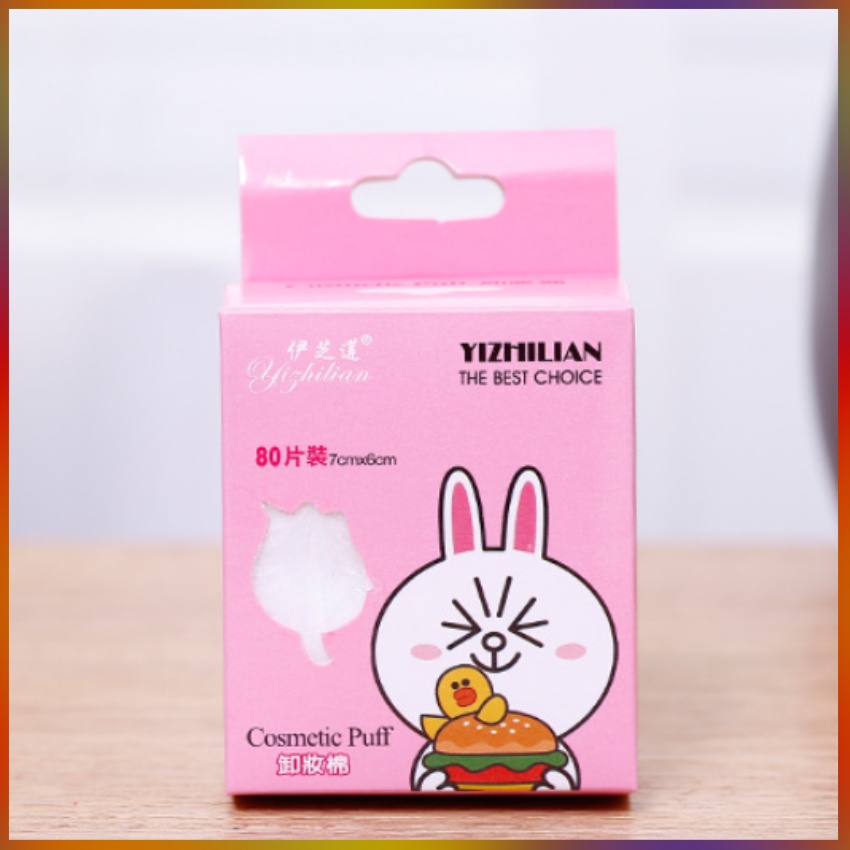 Bông Tẩy Trang Gói 80 miếng/Hộp (Giao Ngẫu Nhiên Mầu Sắc Bao Bì)