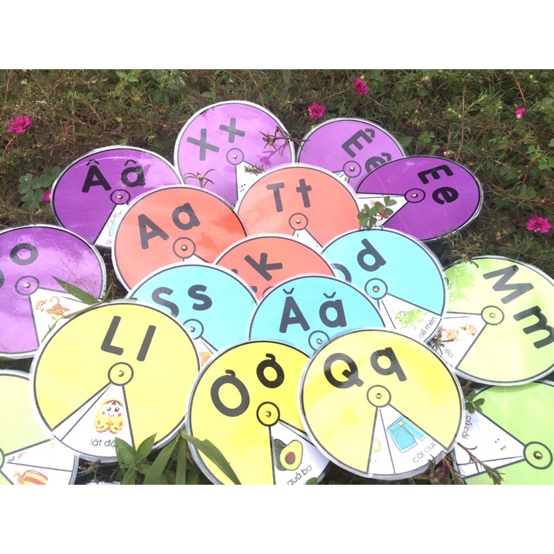 Bảng chữ cái tiếng việt Đồ chơi giáo dục sớm montessori vòng xoay cho bé