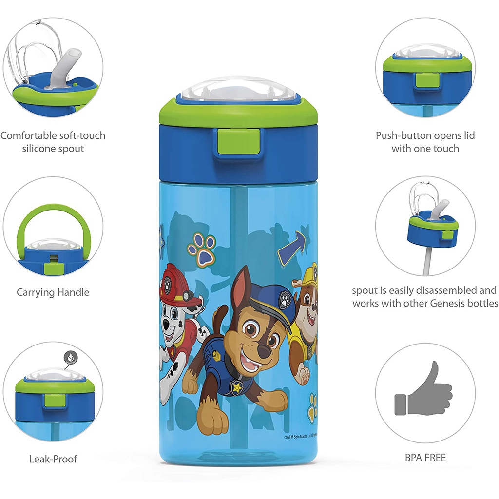 BÌNH NƯỚC HÌNH HOẠT HÌNH PAW PATROL HIỆU ZAK 16OZ 473ml / 18OZ 522ML NHẬP TƯ MỸ