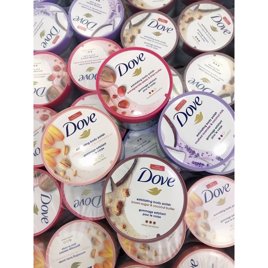 Tẩy tế bào chết body toàn thân Dove Exfoliating Body Polish [BẢN ĐỨC &amp; BẢN MỸ]