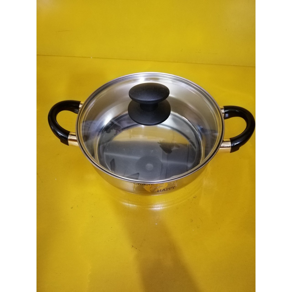 Nồi lẩu (chảo) inox nội địa Nhật, size 23cm, cao 8cm (250), dùng được bếp từ